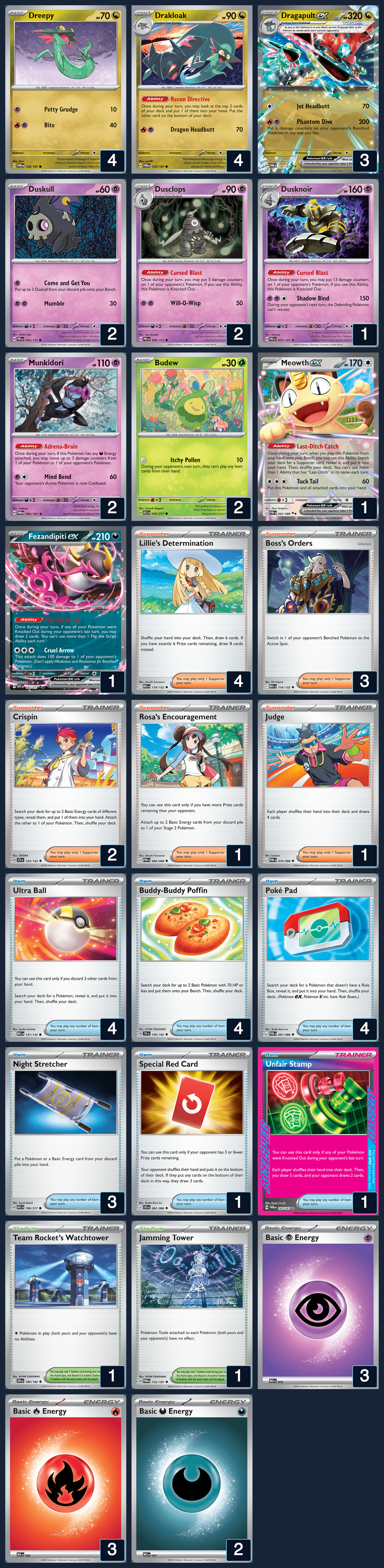 Complete 60-card deck list for rank 7, Padapak