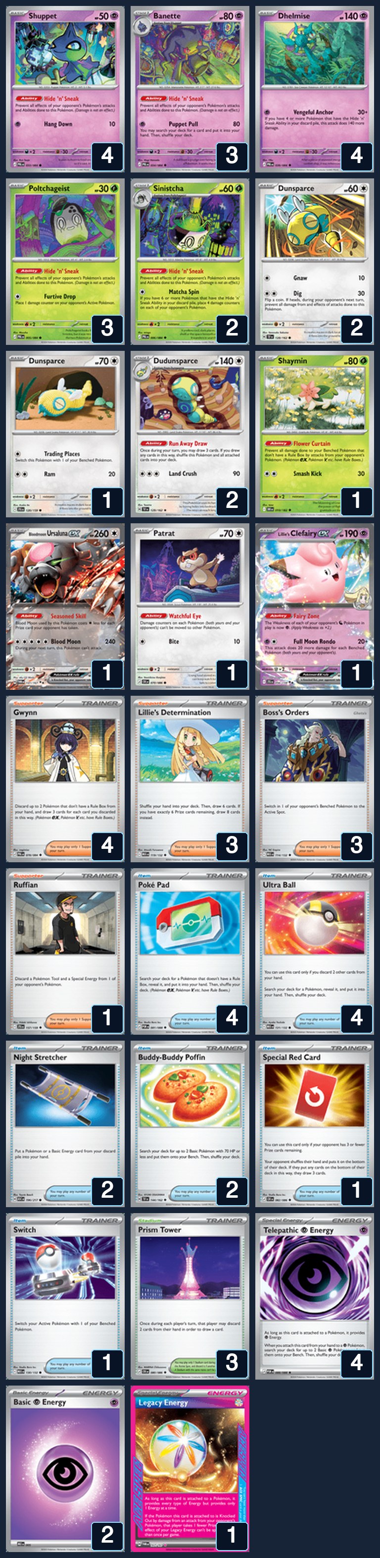 Complete 60-card deck list for rank 1, Zzznorlessly