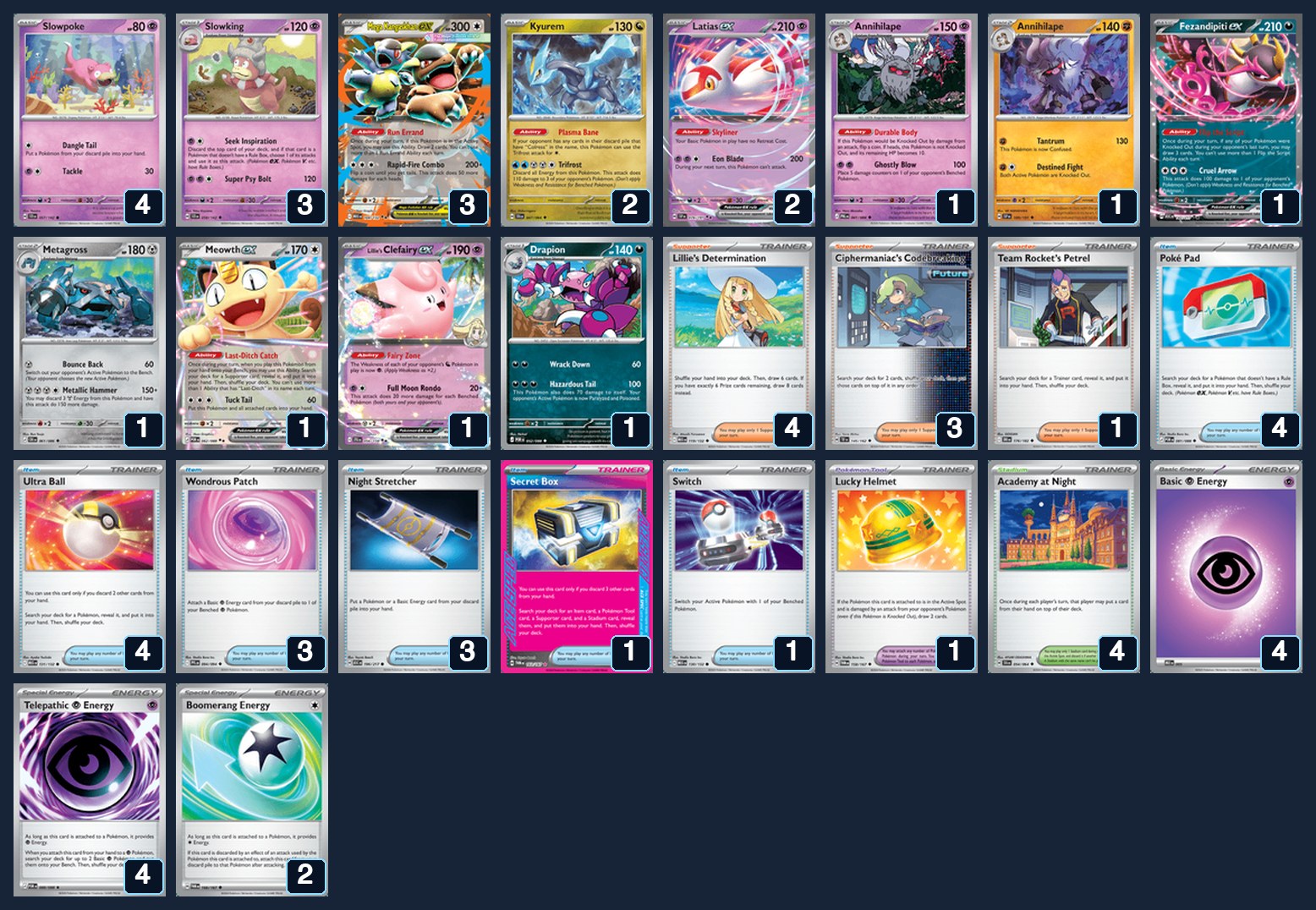 Complete 60-card deck list for rank 31, Papreone