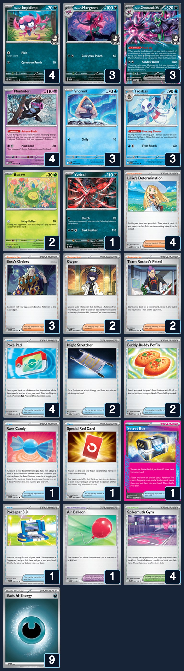 Complete 60-card deck list for rank 11, cjbrossett