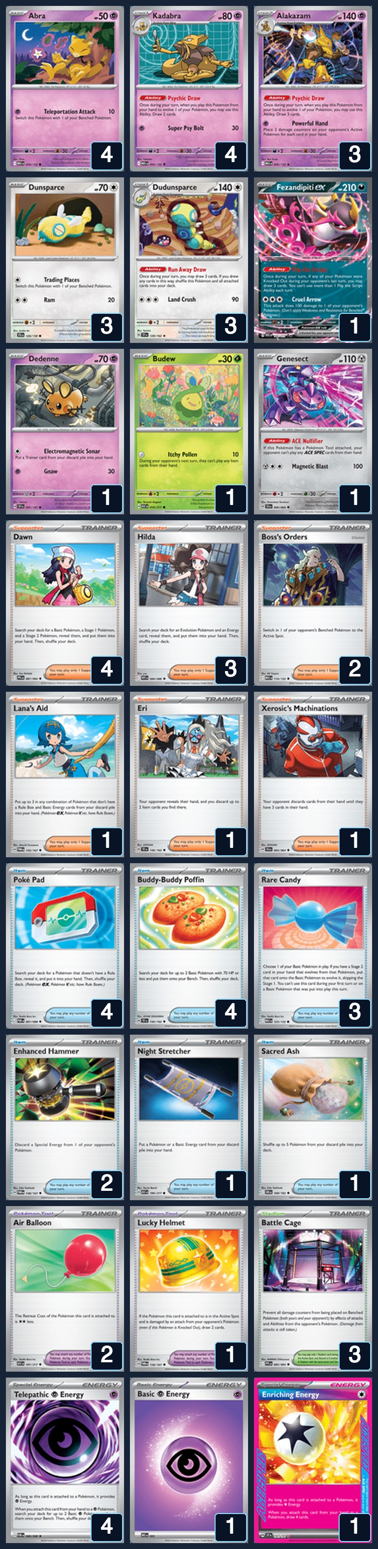 Complete 60-card deck list for rank 8, carcar