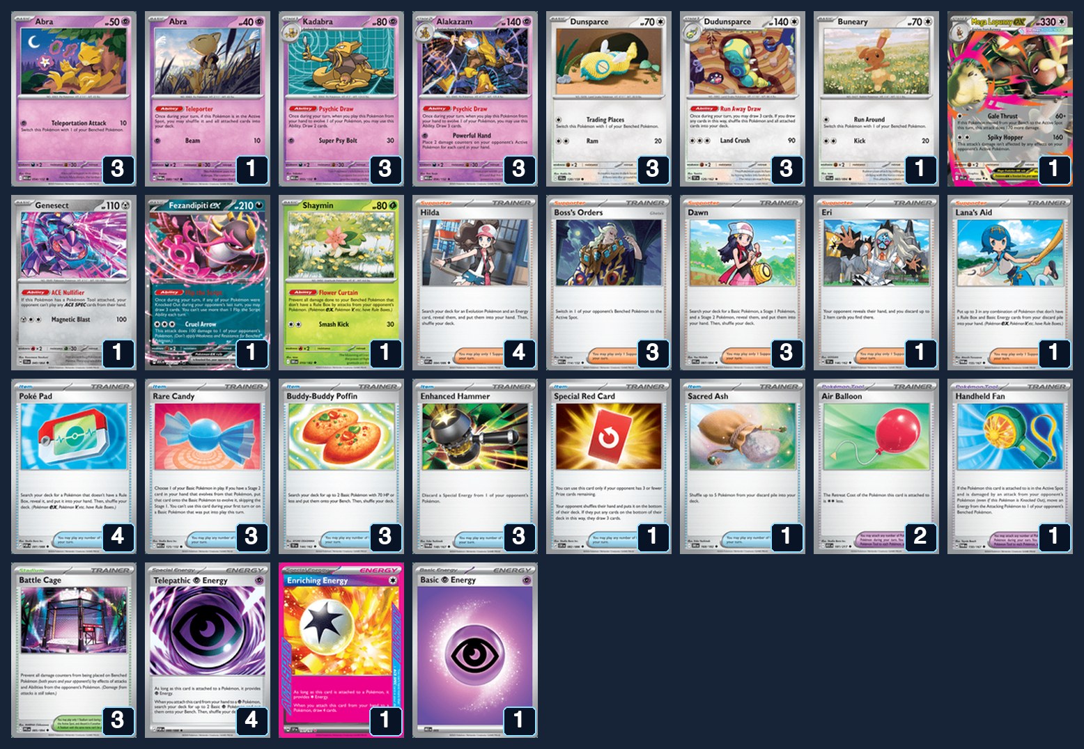 Complete 60-card deck list for rank 12, Thasanai Imruthaipipat