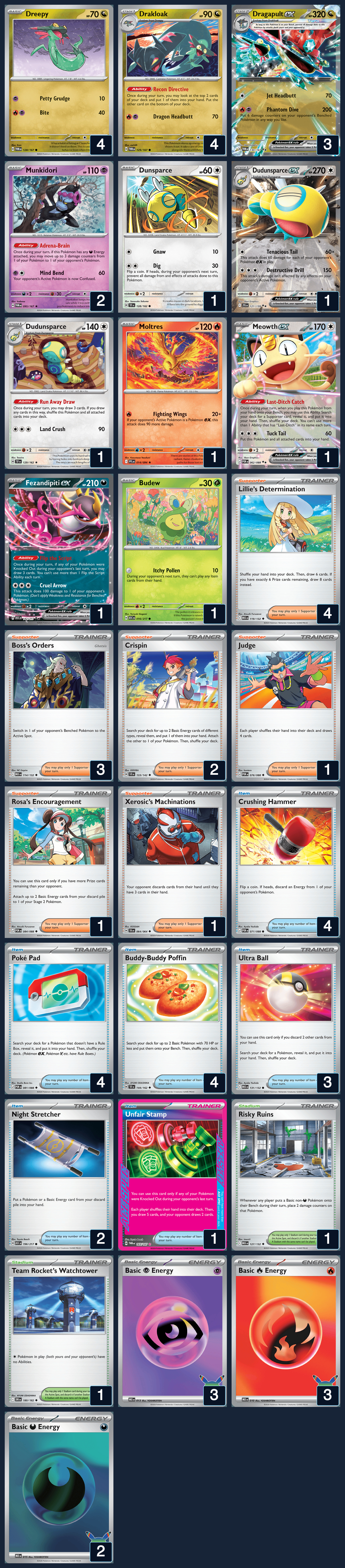 Complete 60-card deck list for rank 14, Ank