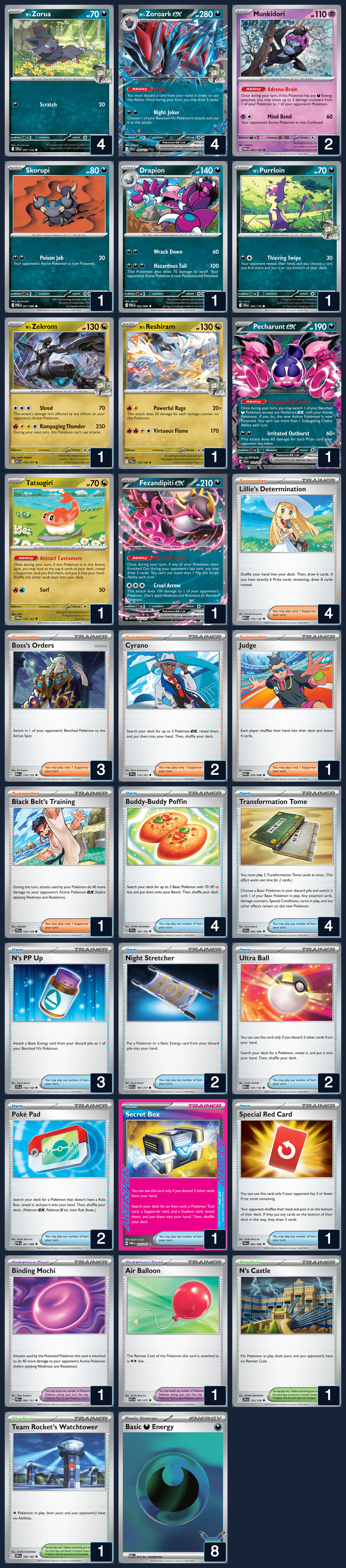 Complete 60-card deck list for rank 11, Korzen