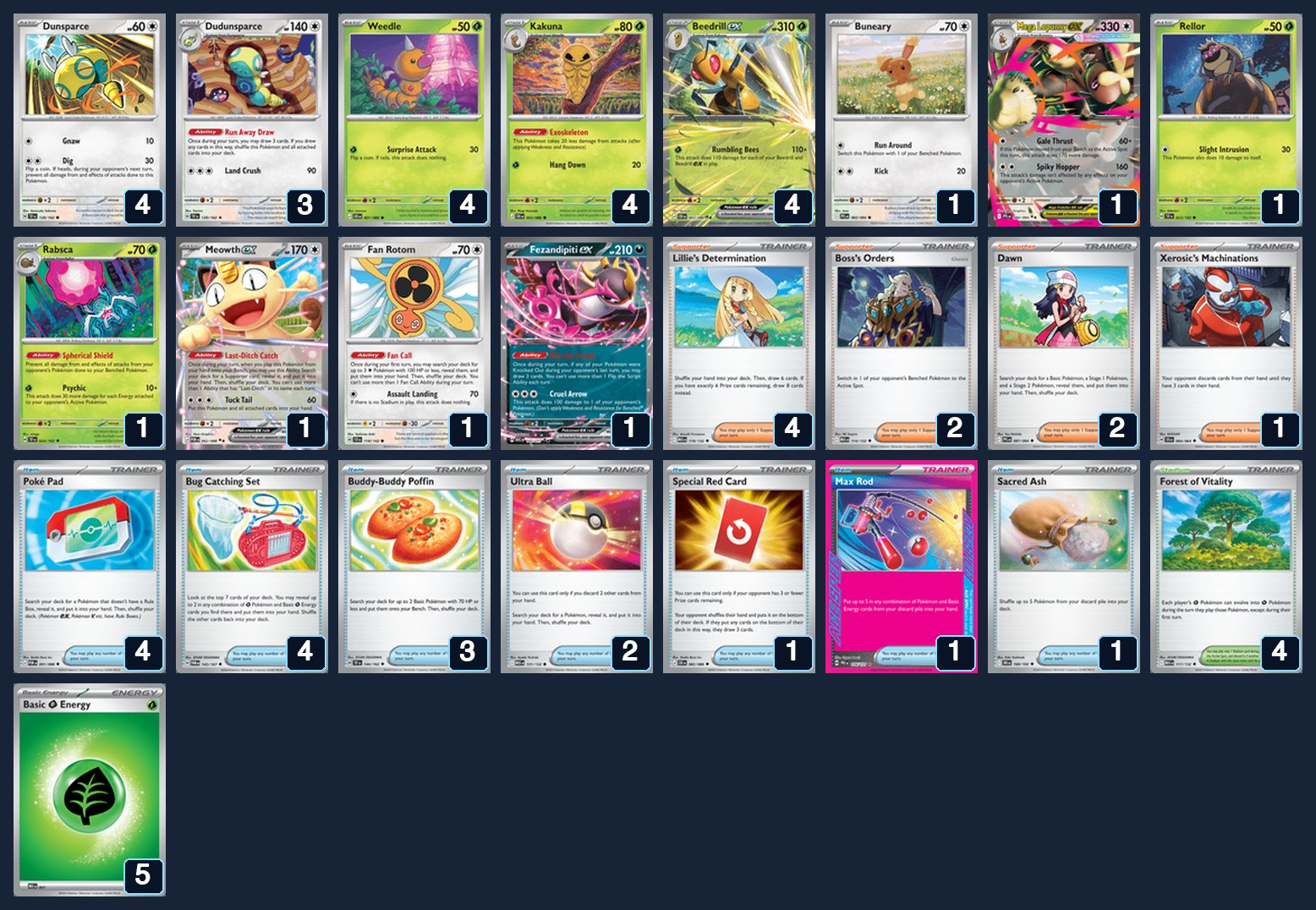 Complete 60-card deck list for rank 5, Baptiste LEMAITRE THOMAS