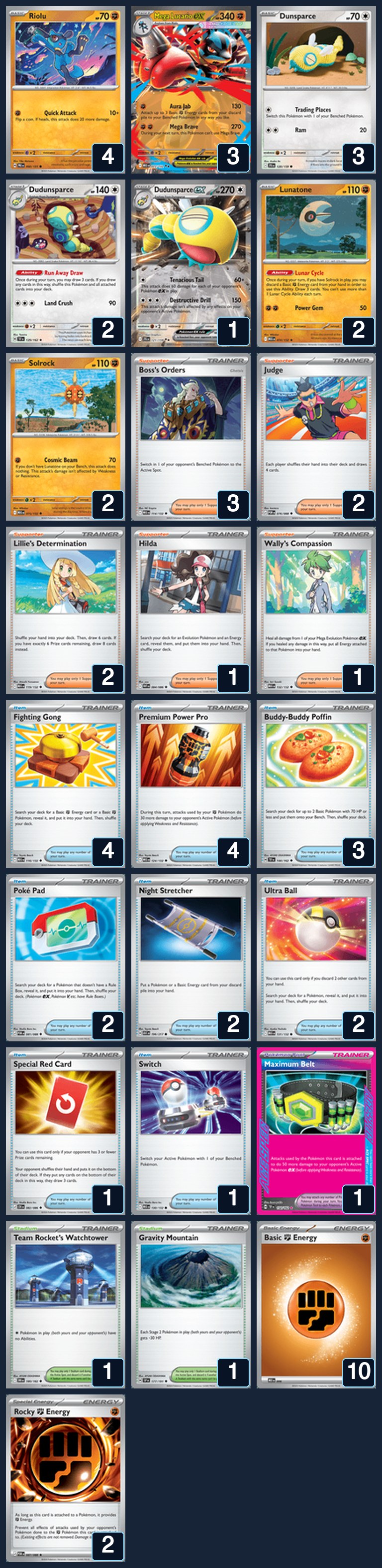 Complete 60-card deck list for rank 17, Kakem