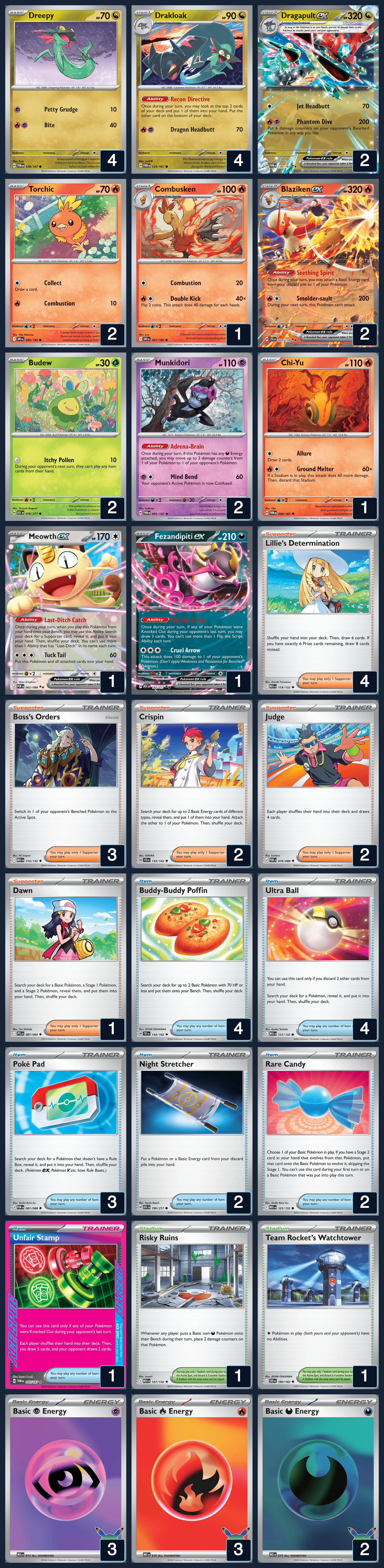 Complete 60-card deck list for rank 13, Austin Charles