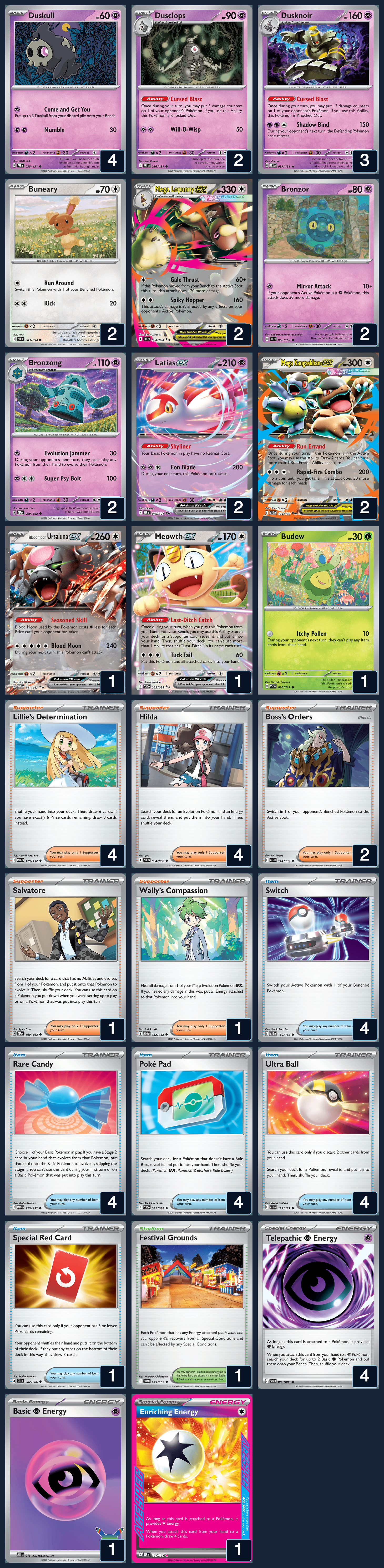 Complete 60-card deck list for rank 13, Buczo