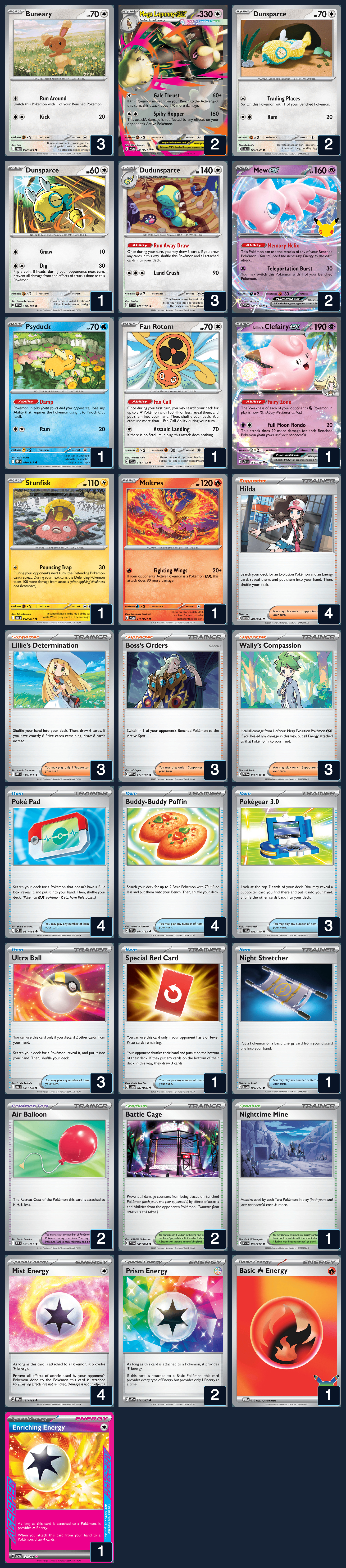 Complete 60-card deck list for rank 14, BigLex