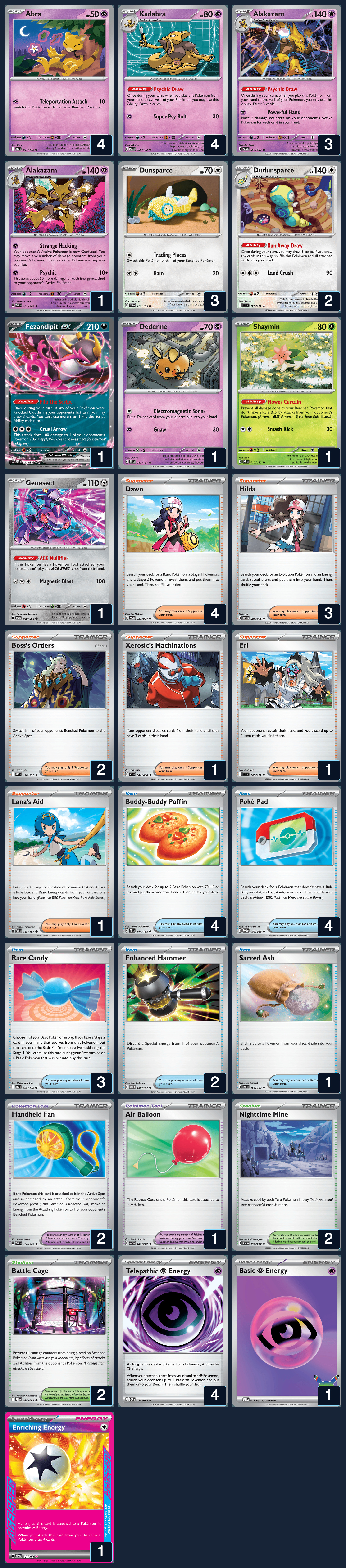 Complete 60-card deck list for rank 13, Sabai