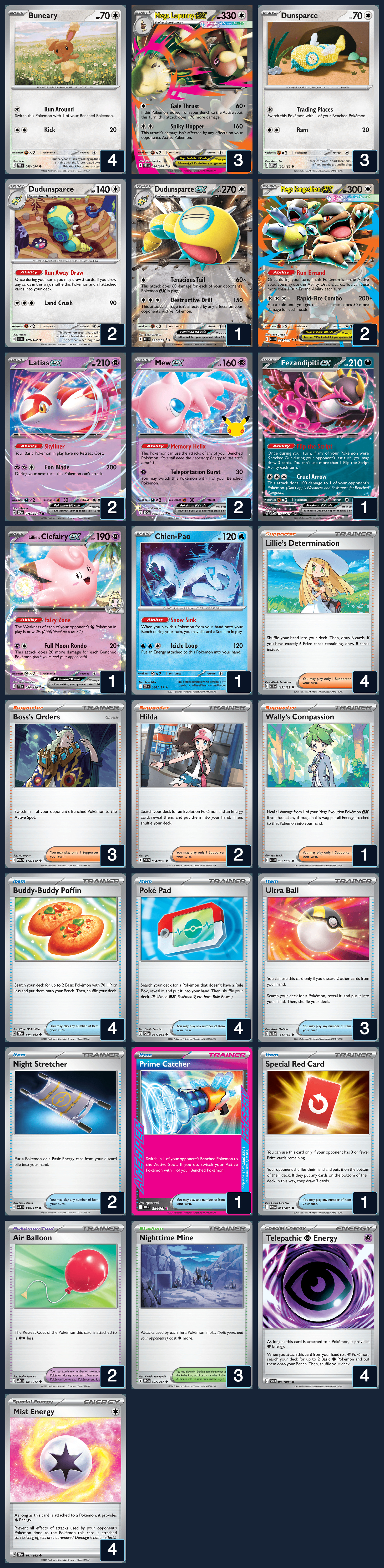 Complete 60-card deck list for rank 11, girlrat