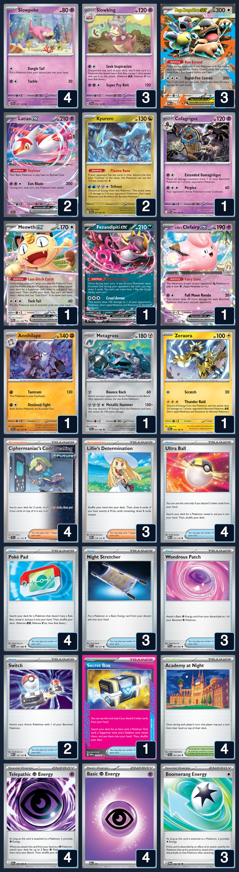 Complete 60-card deck list for rank 19, adainexe