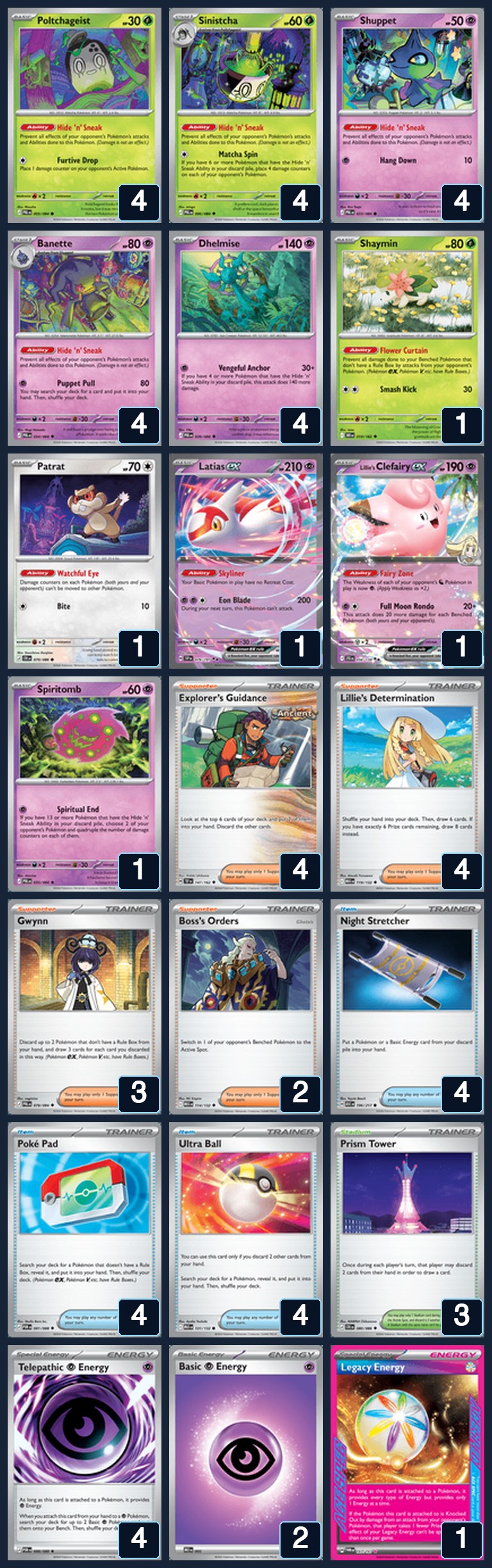 Complete 60-card deck list for rank 26, Lpx1109