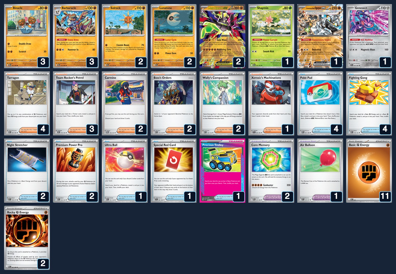 Complete 60-card deck list for rank 7, Nriquet