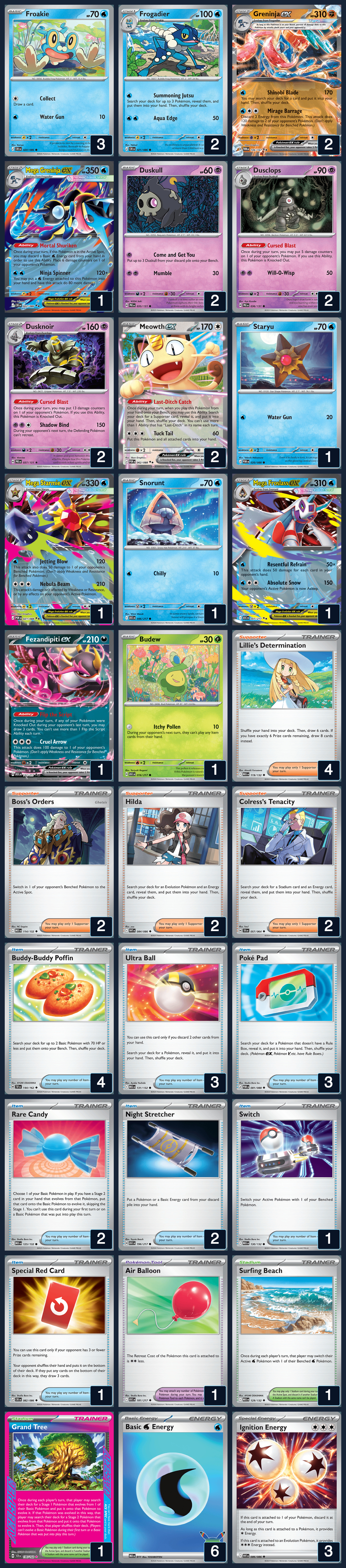 Complete 60-card deck list for rank 16, Evlle