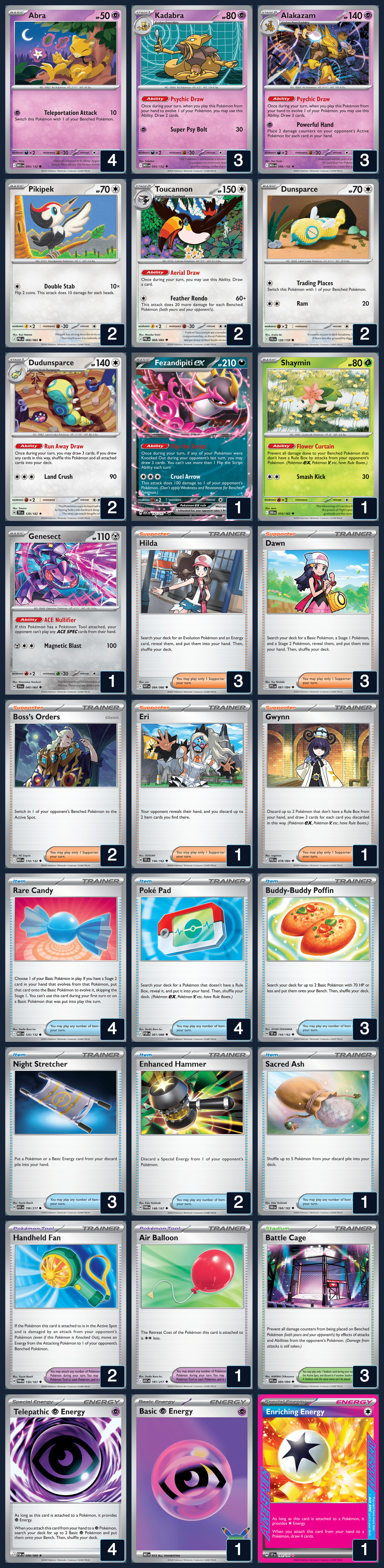 Complete 60-card deck list for rank 10, Pagod