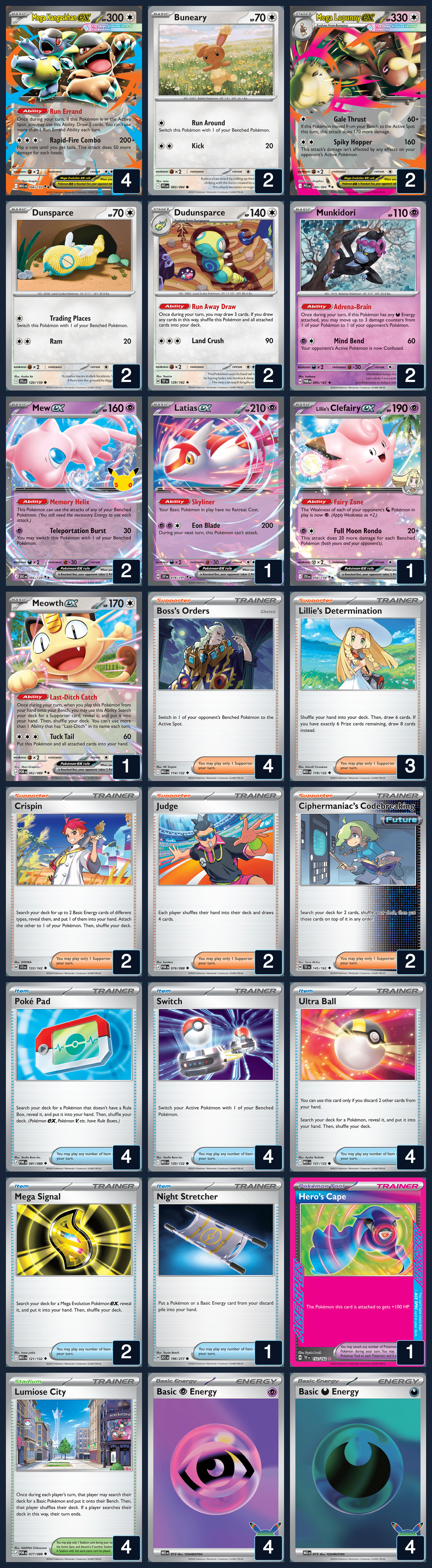Complete 60-card deck list for rank 5, MK