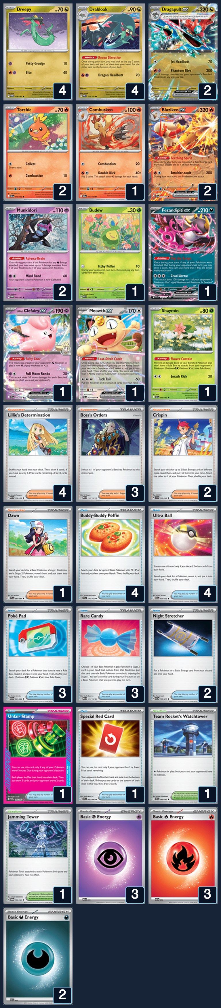 Complete 60-card deck list for rank 11, 3wan3van5