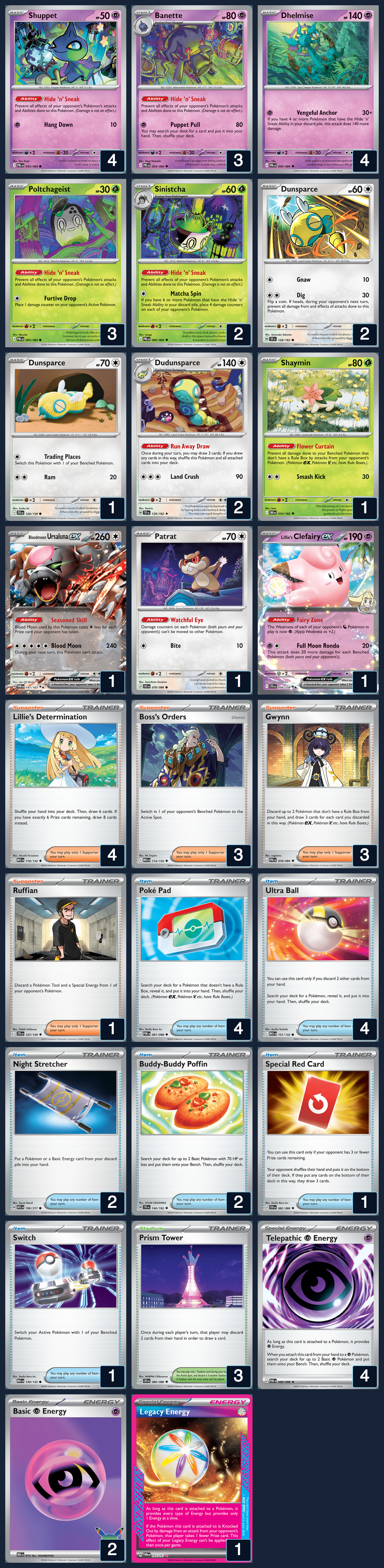 Complete 60-card deck list for rank 13, Zzznorlessly