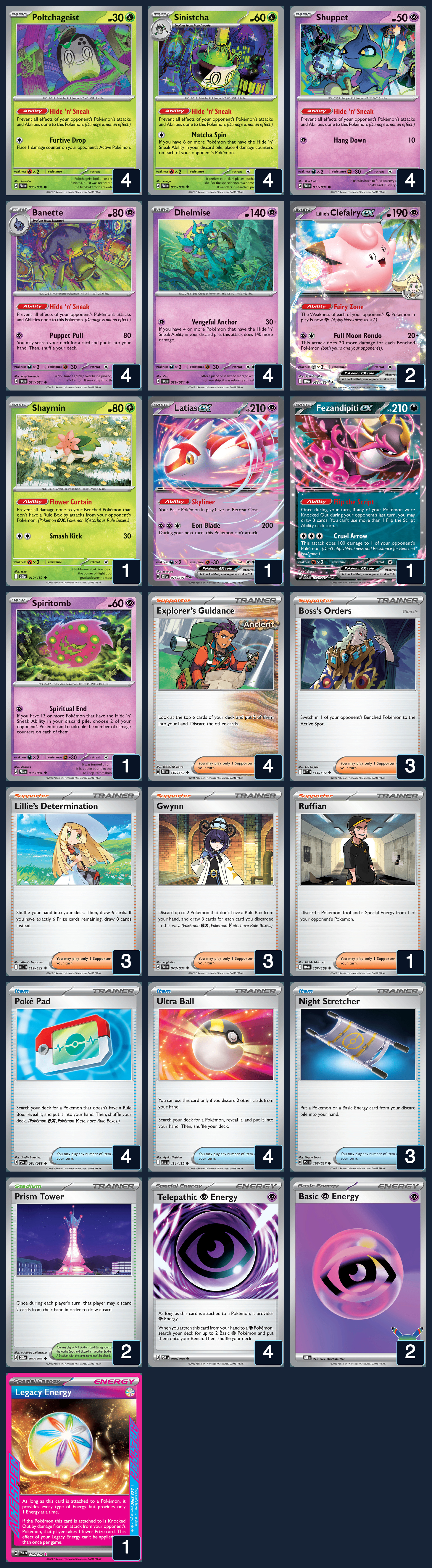 Complete 60-card deck list for rank 3, Zzzt