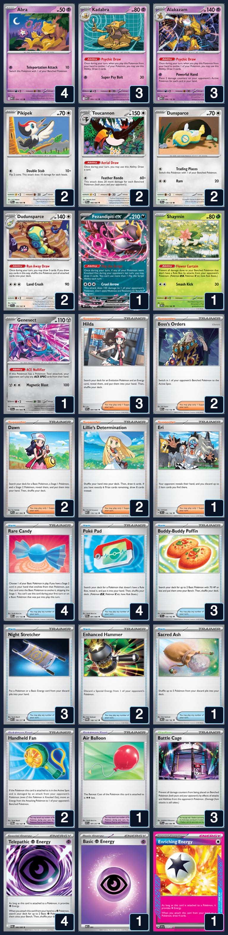 Complete 60-card deck list for rank 6, Pagod