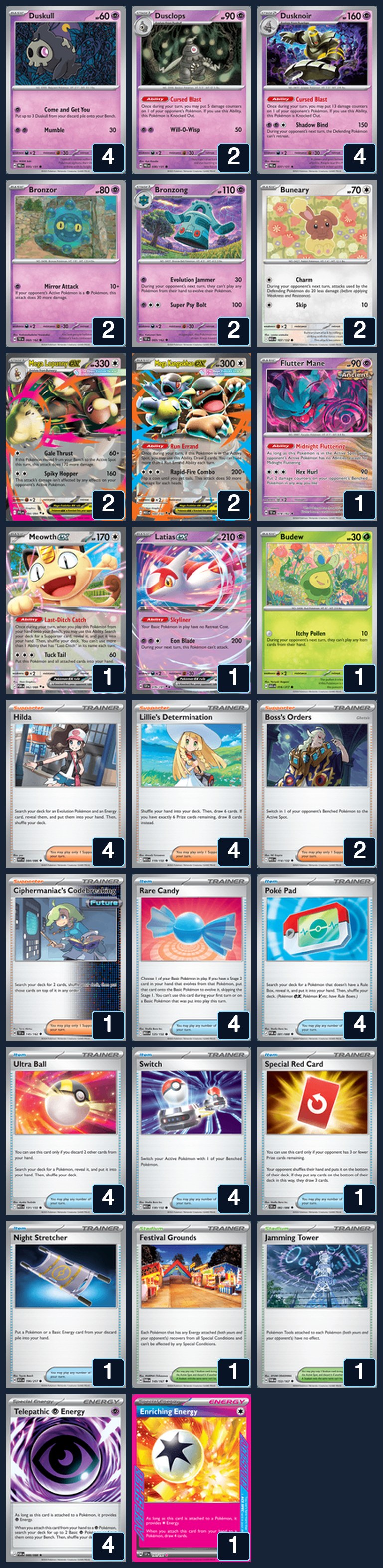 Complete 60-card deck list for rank 14, CasterBolt