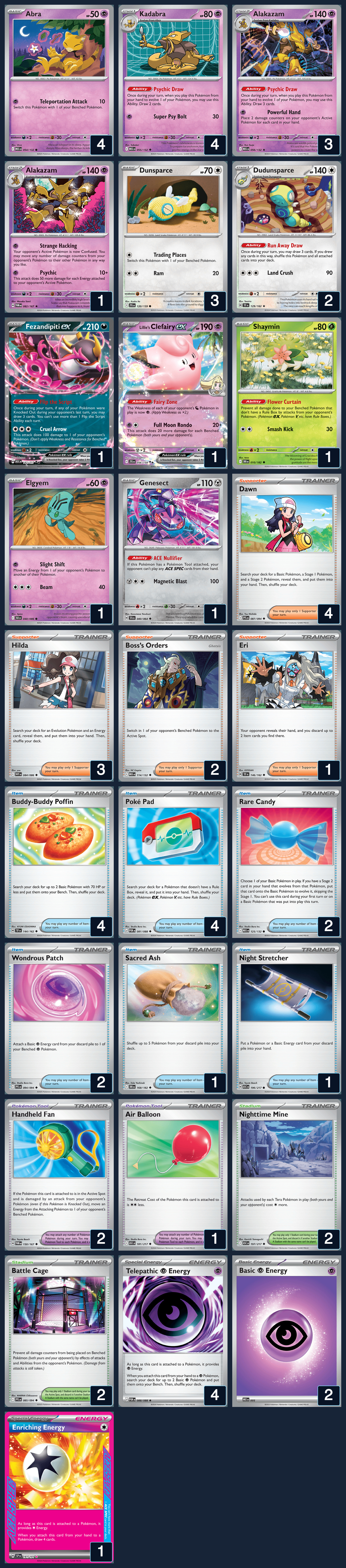 Complete 60-card deck list for rank 5, Sabai