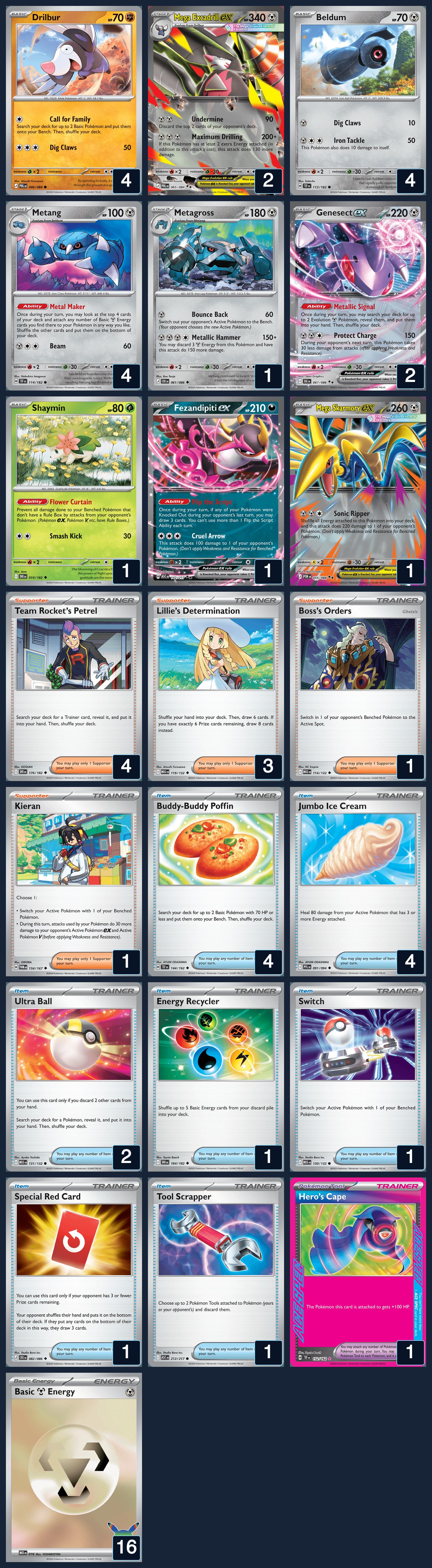Complete 60-card deck list for rank 4, La Palude Di Feraligatr