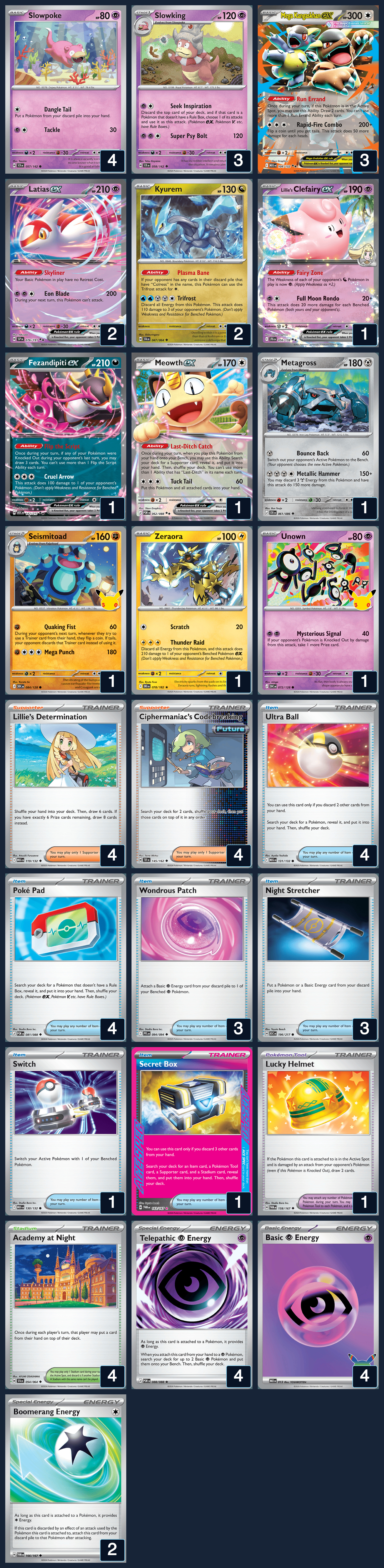 Complete 60-card deck list for rank 14, Jac C
