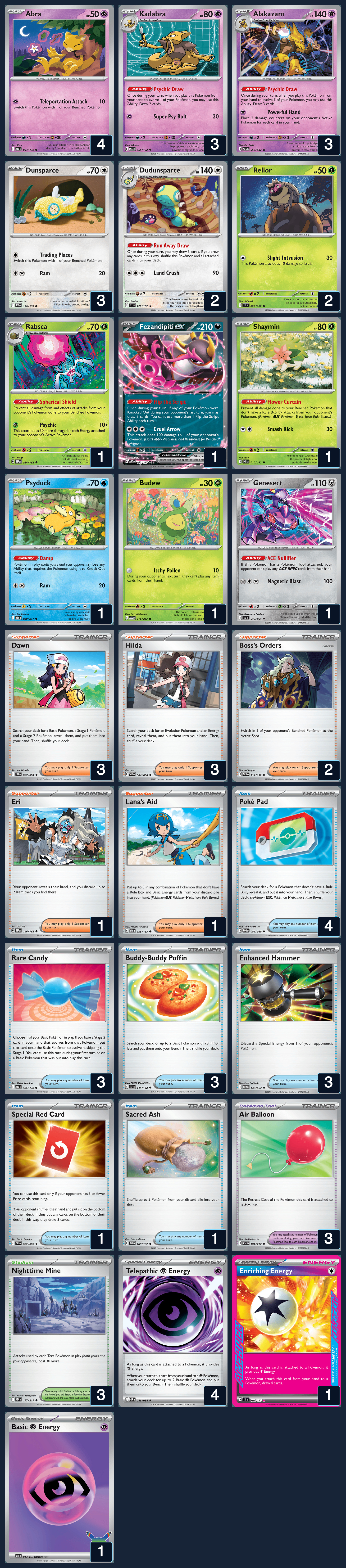 Complete 60-card deck list for rank 9, Thasanai Imruthaipipat