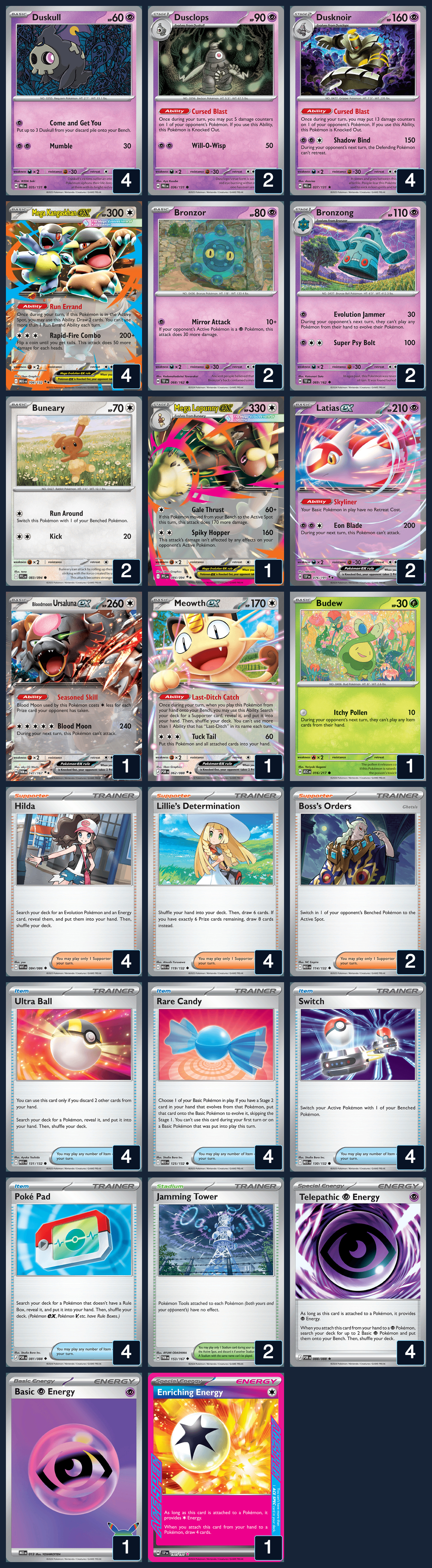Complete 60-card deck list for rank 6, Psyduckmthemking