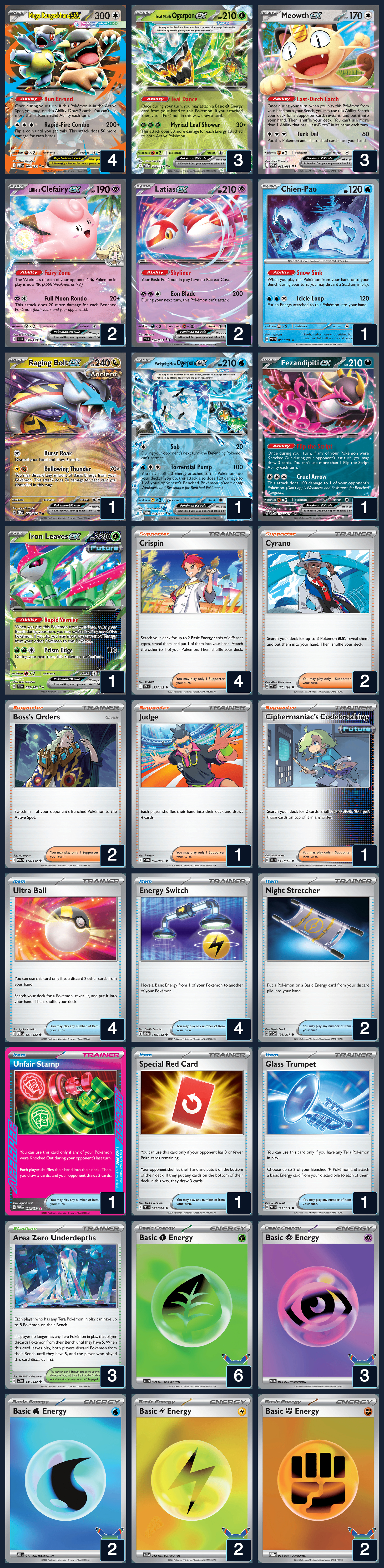 Complete 60-card deck list for rank 15, TEAK79