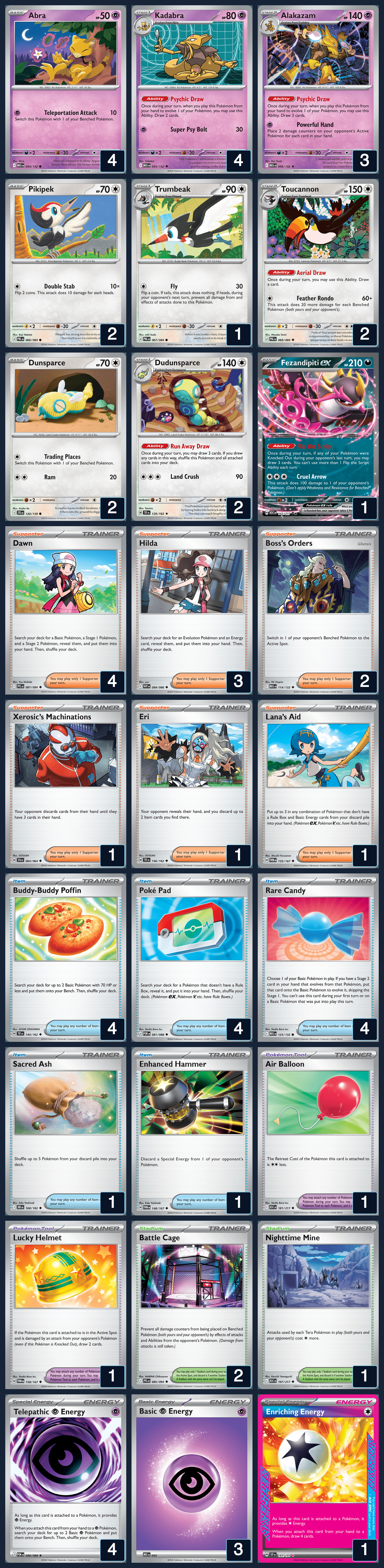 Complete 60-card deck list for rank 13, Regidad