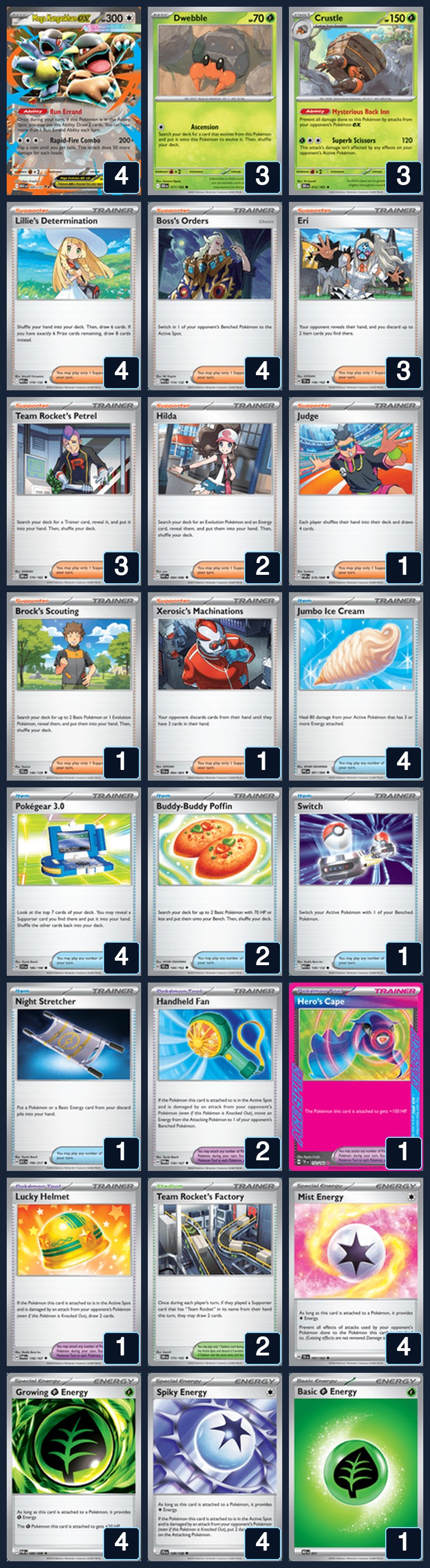 Complete 60-card deck list for rank 34, Jeykotcg