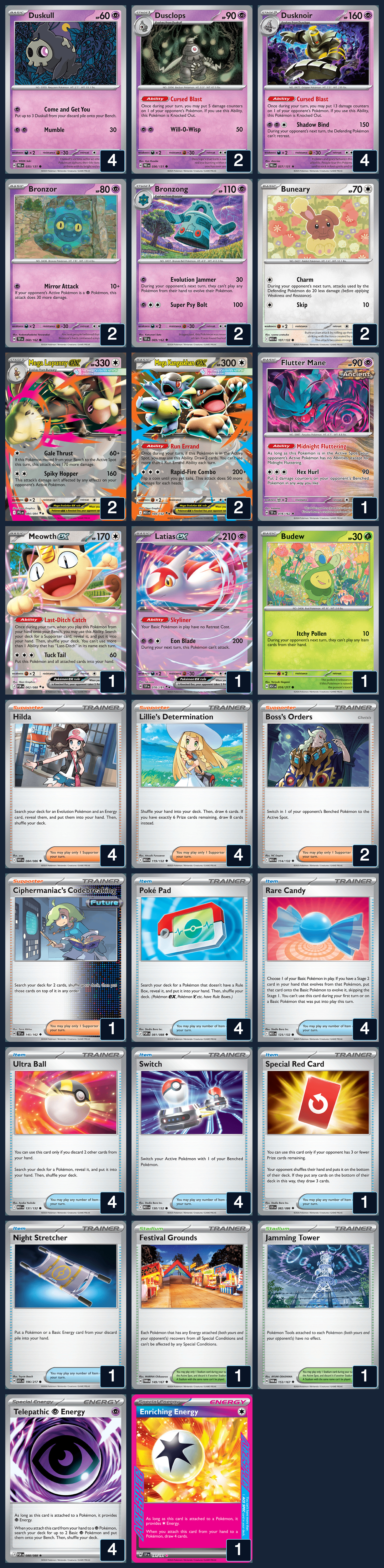 Complete 60-card deck list for rank 16, CasterBolt