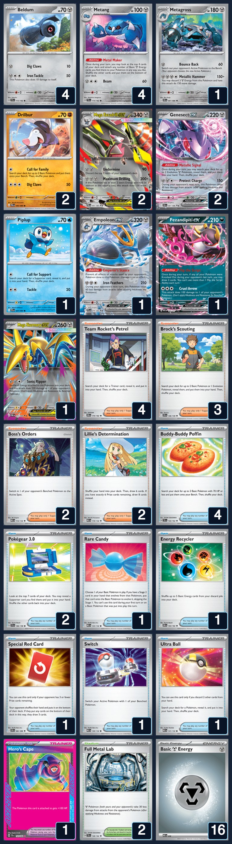 Complete 60-card deck list for rank 27, SnipeTheBench