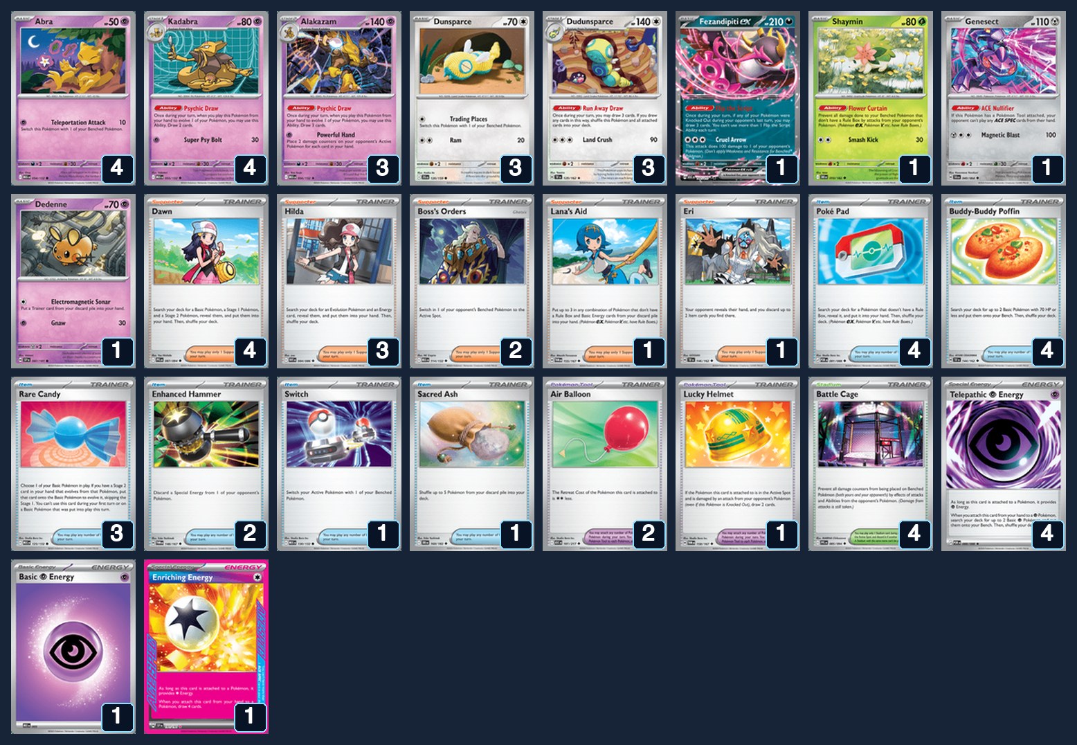 Complete 60-card deck list for rank 19, PokePazi
