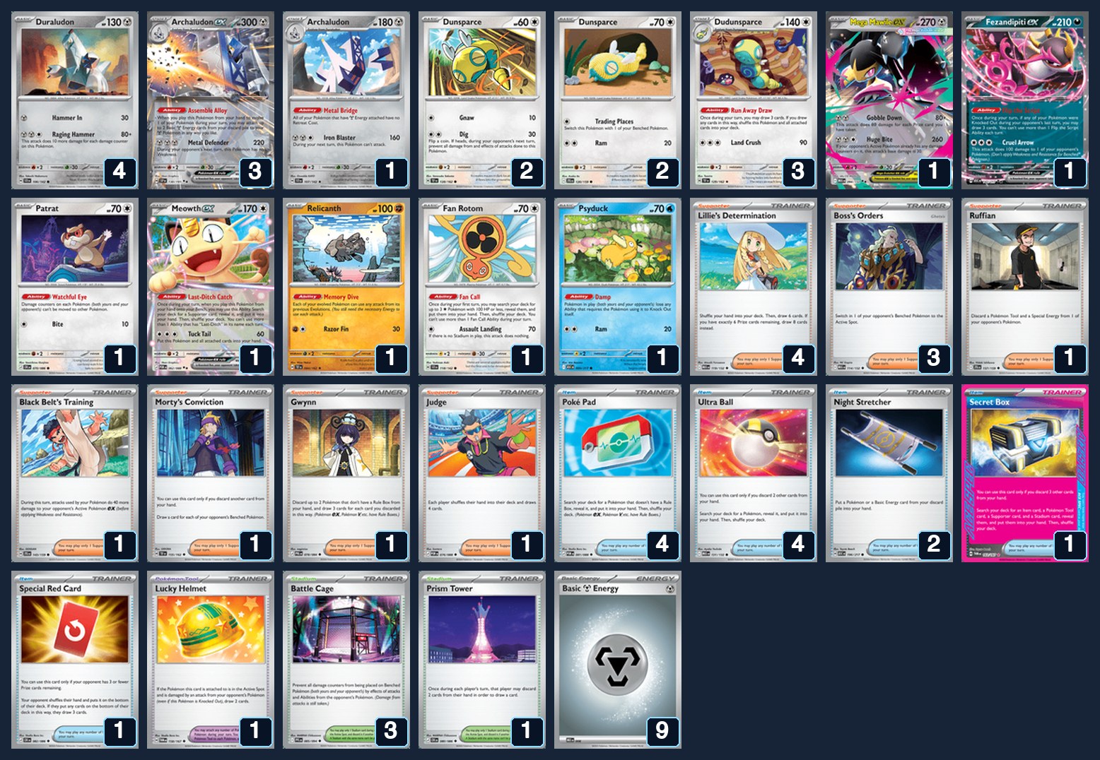 Complete 60-card deck list for rank 16, unyumunyu