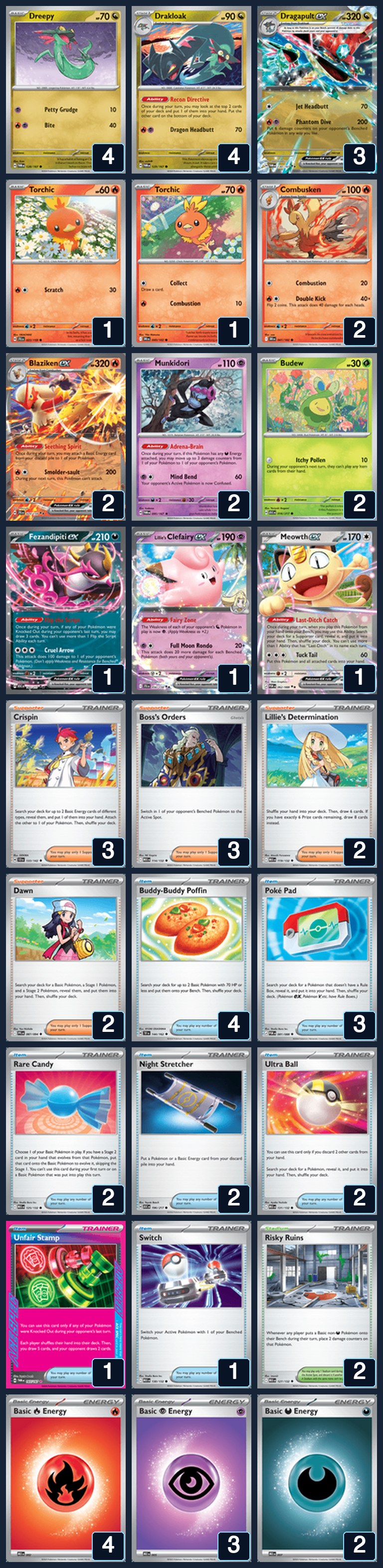 Complete 60-card deck list for rank 33, marsu034