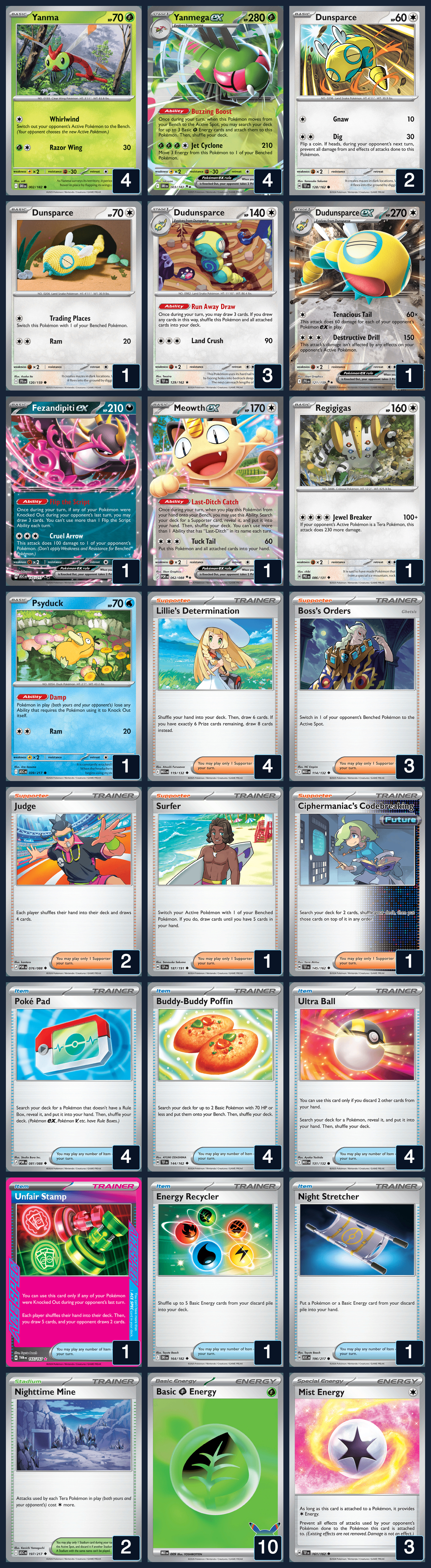 Complete 60-card deck list for rank 11, Lanek 67