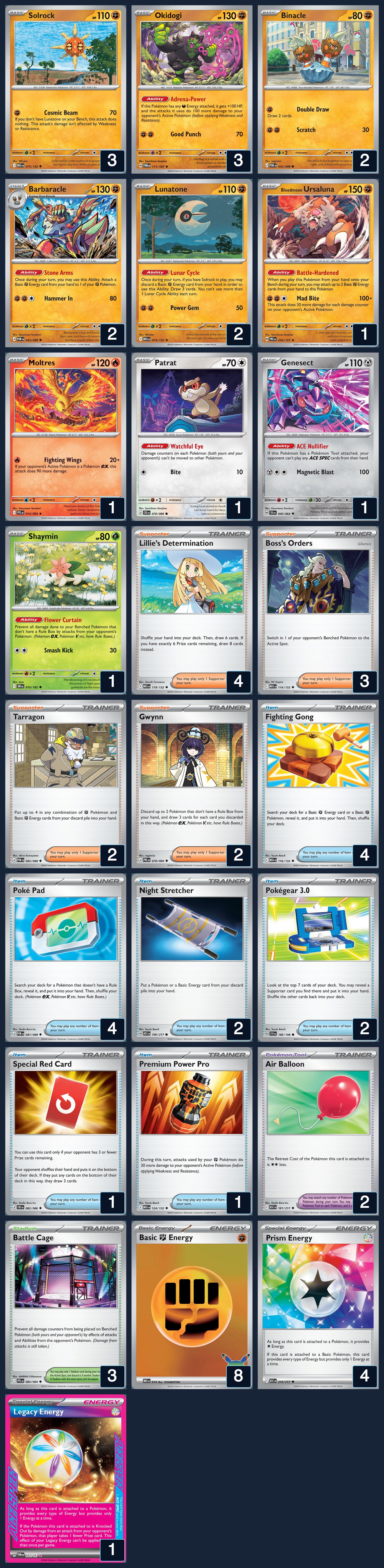 Complete 60-card deck list for rank 5, Harry S
