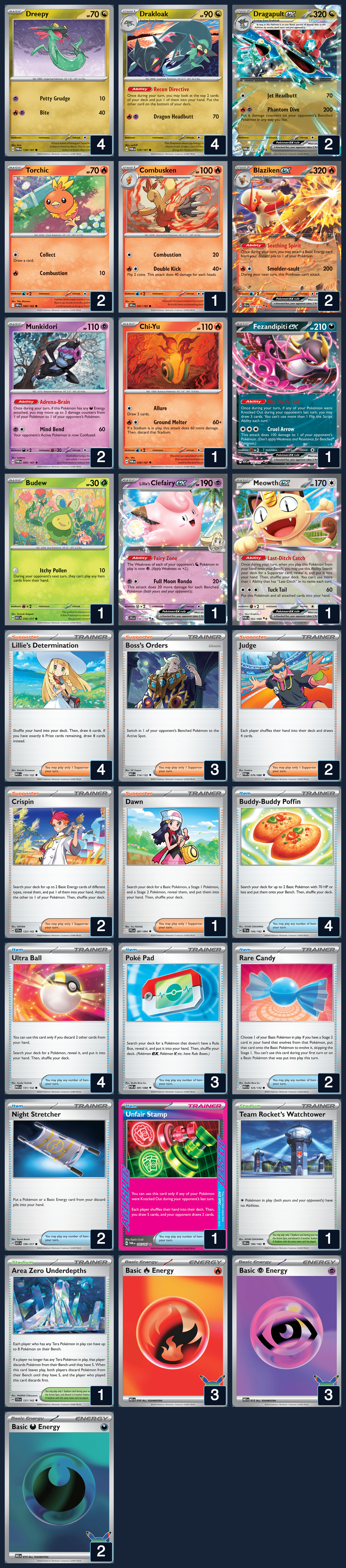 Complete 60-card deck list for rank 2, Toastduck