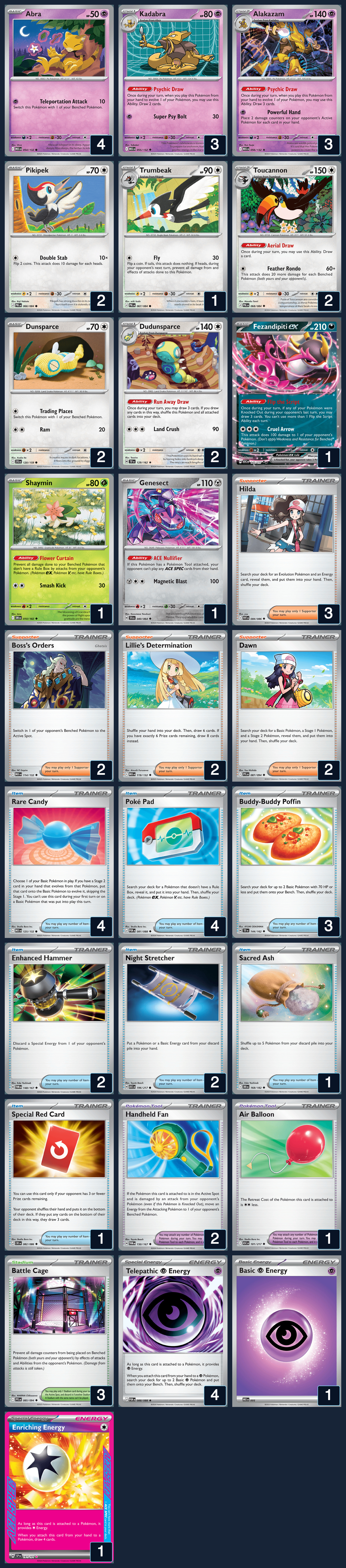 Complete 60-card deck list for rank 8, Pagod