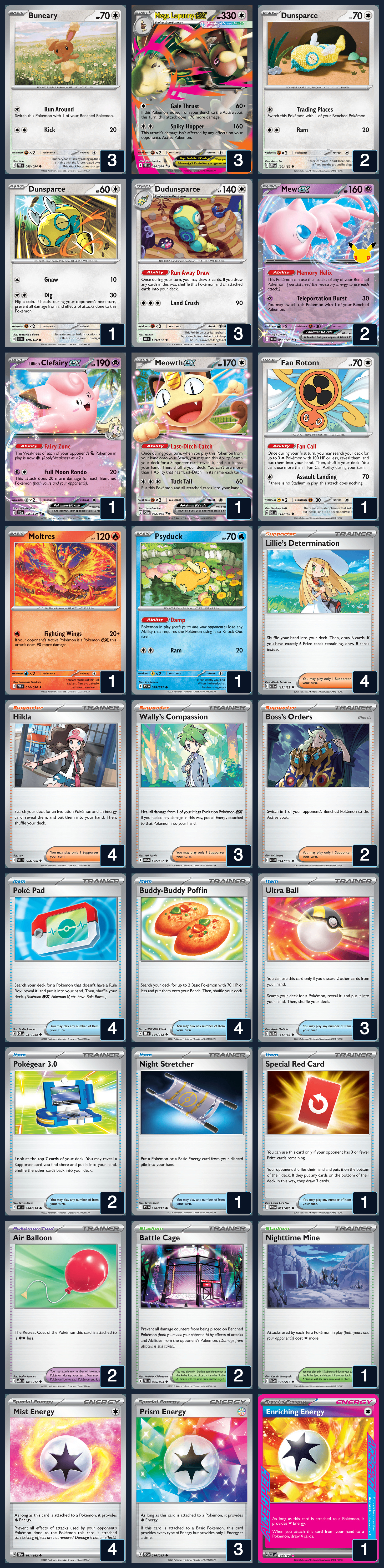 Complete 60-card deck list for rank 8, Saltelly