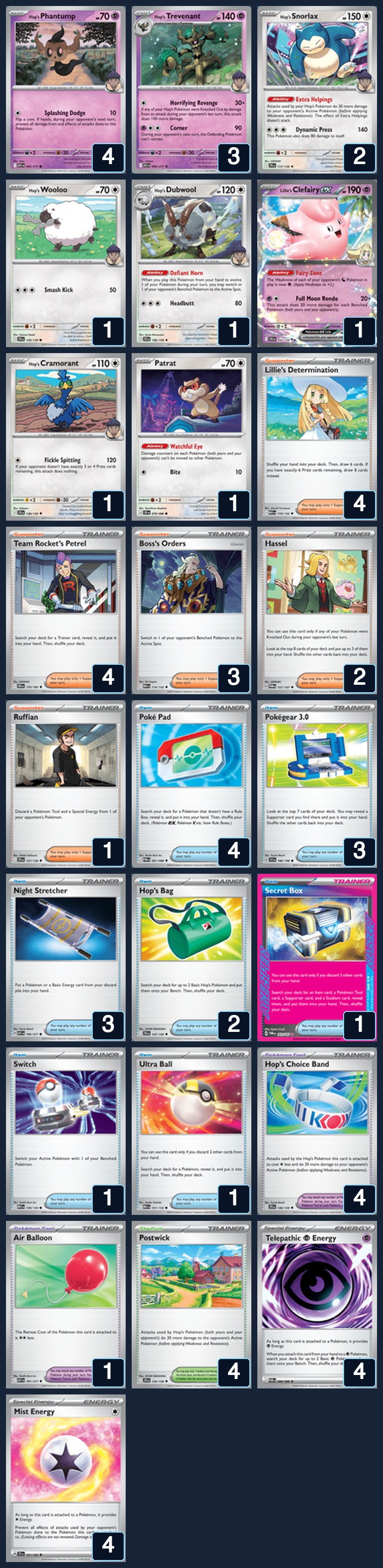 Complete 60-card deck list for rank 29, Lezende