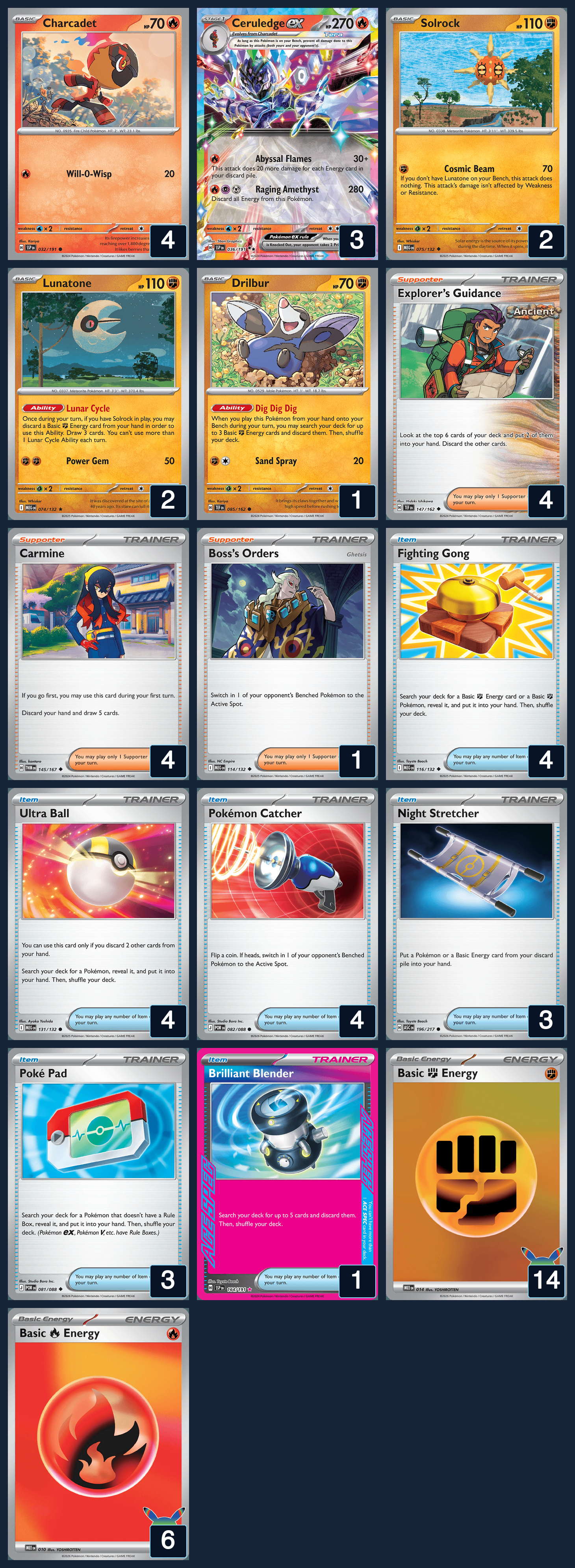 Complete 60-card deck list for rank 10, gambo