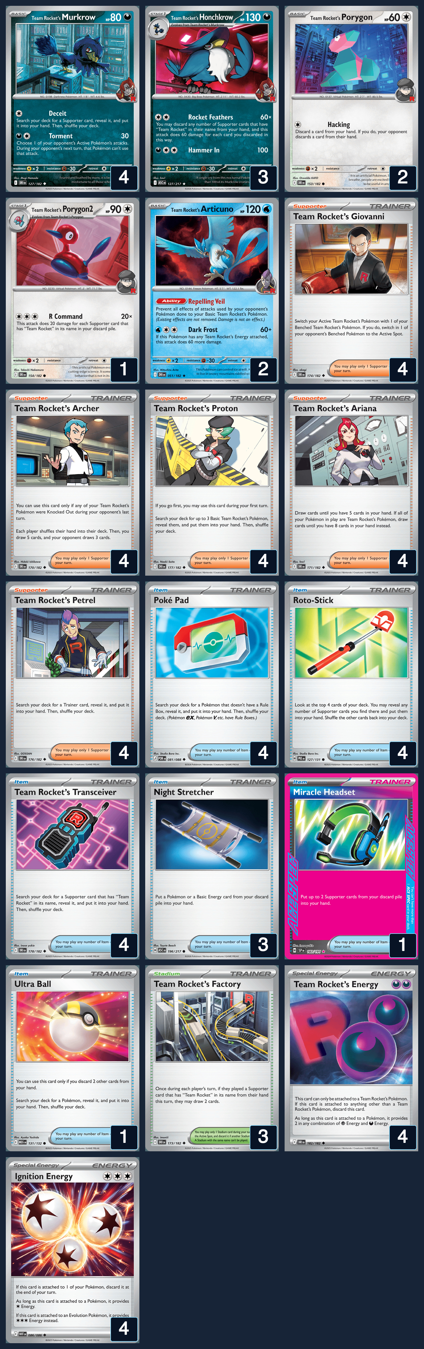 Complete 60-card deck list for rank 10, Justin Branco