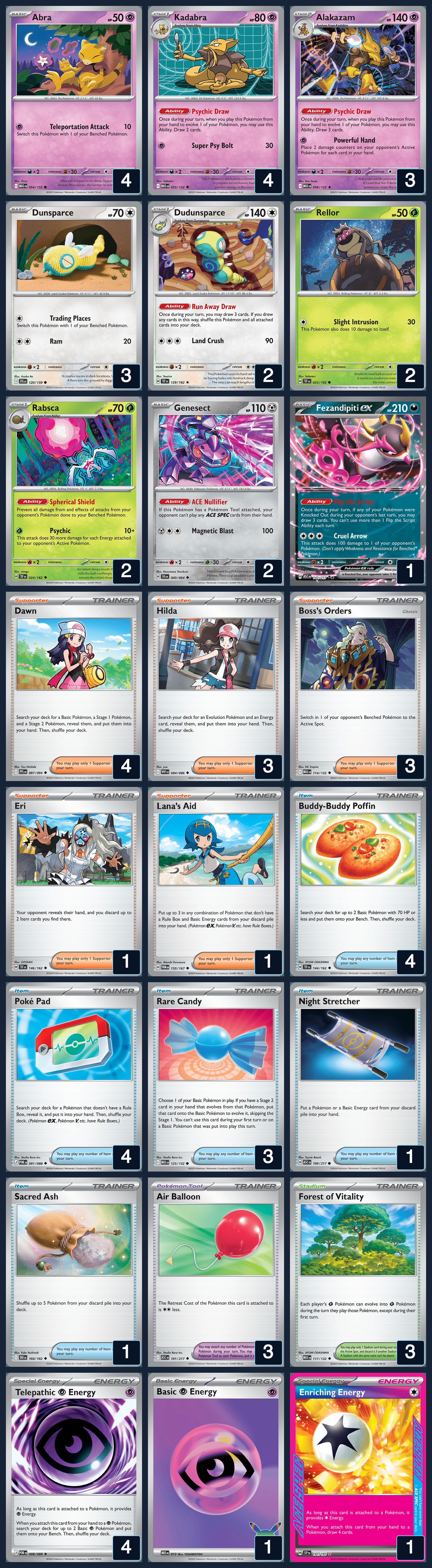 Complete 60-card deck list for rank 12, vedul