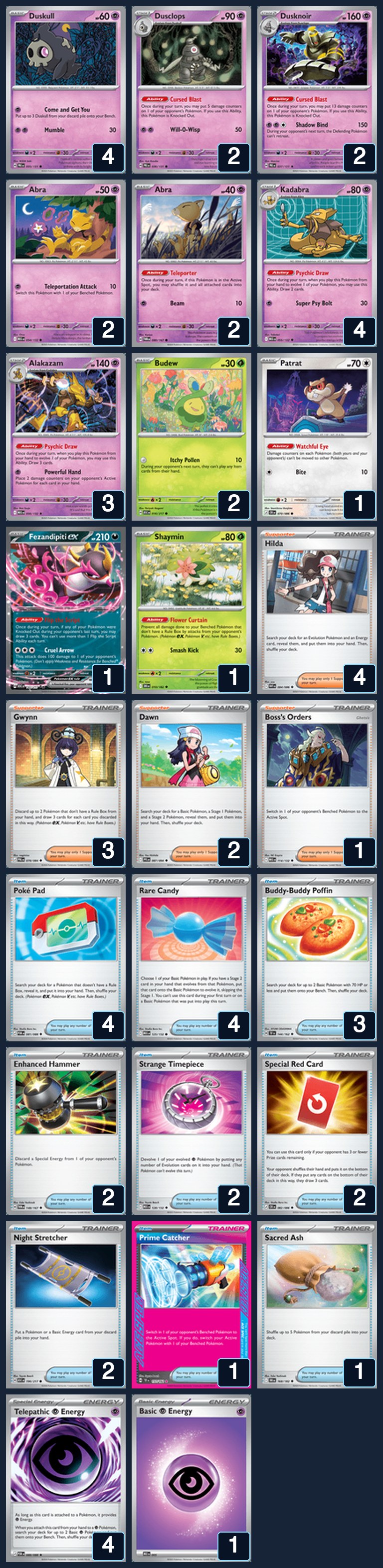 Complete 60-card deck list for rank 15, delosly