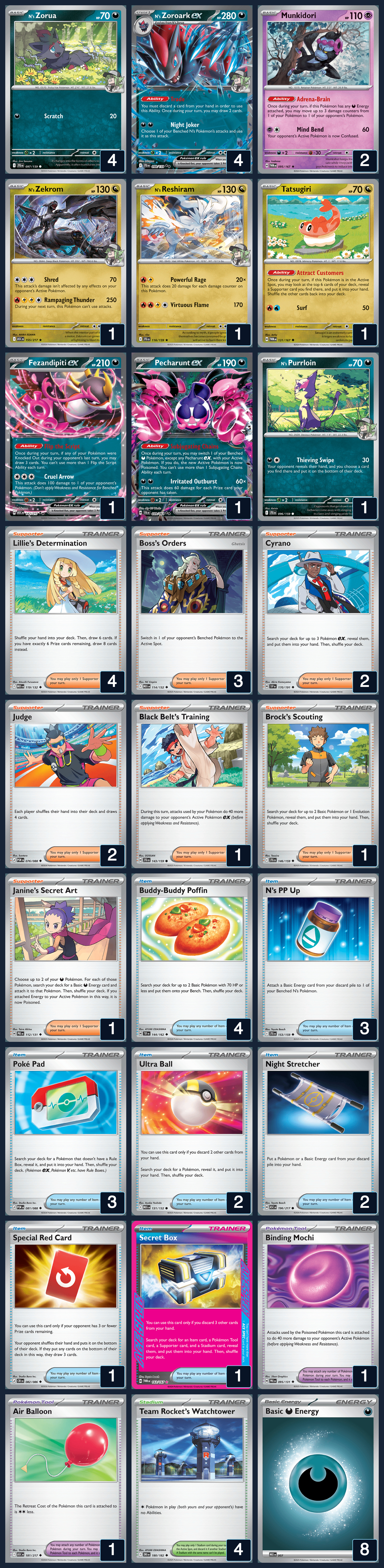 Complete 60-card deck list for rank 16, TATpokemon04